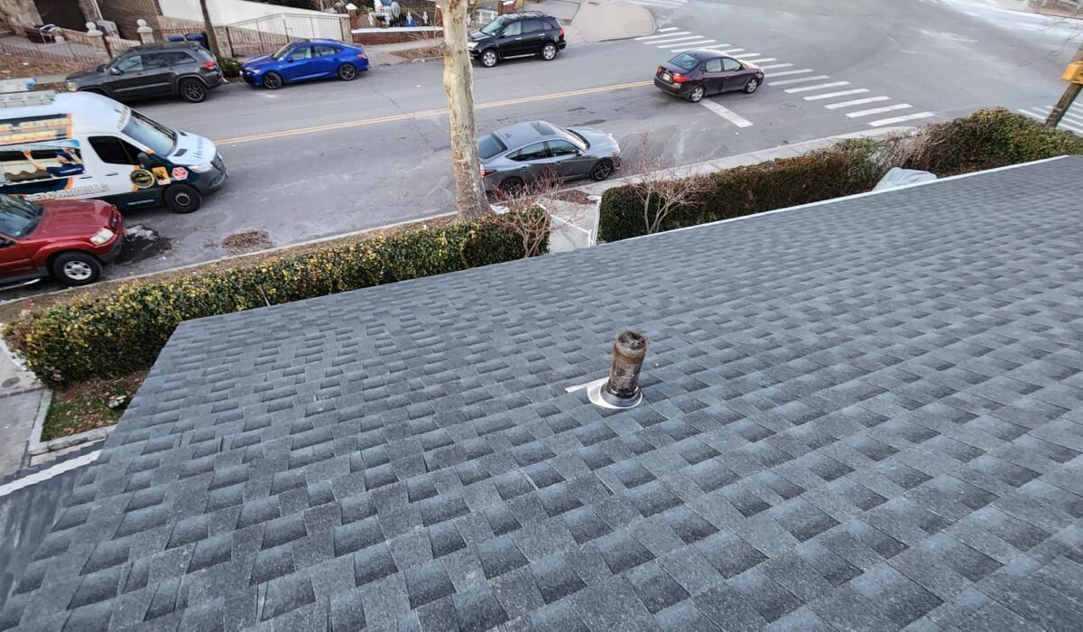 Shingle Roof, New Plywood and New Gutter Installation the Bronx Project Shot 1