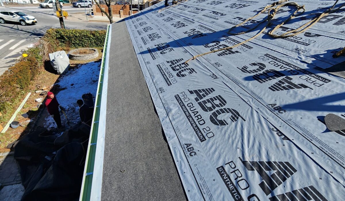 Shingle Roof, New Plywood and New Gutter Installation the Bronx Project Shot 3