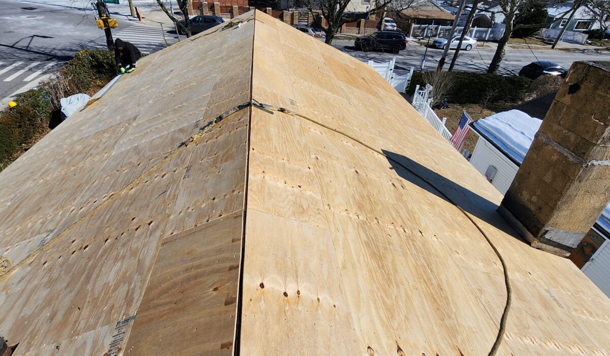 Shingle Roof, New Plywood and New Gutter Installation the Bronx Project Shot 4